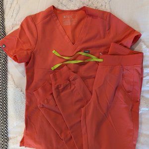 Hot coral FIGS - tall pants!